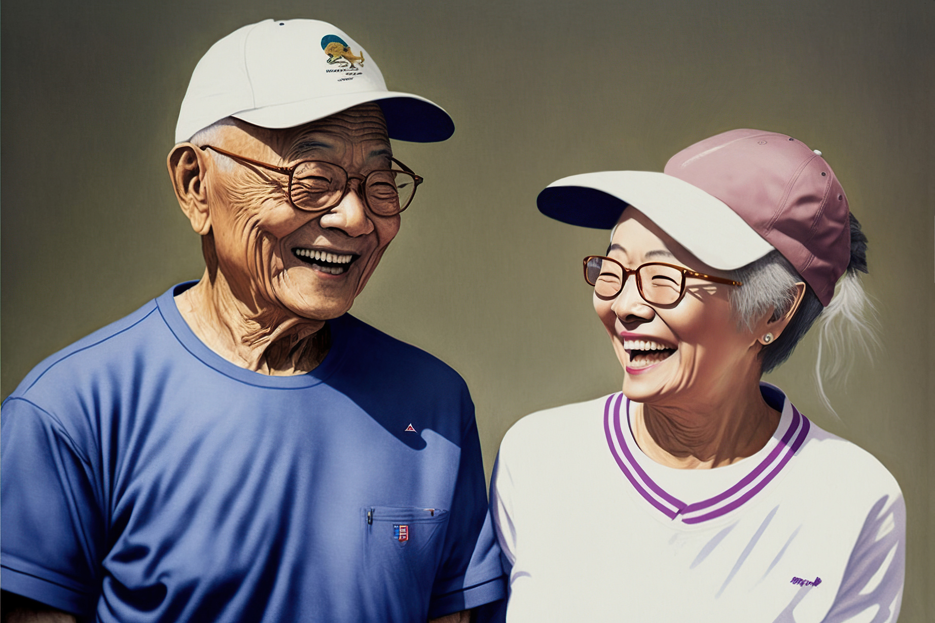 Senior japanese couple on vacation.